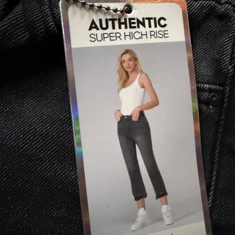 Classic Studio Y Charcoal NWT dark wash black denim high rise Women's Straight J - Picture 7 of 9